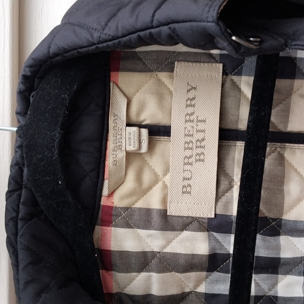 BURBERRY CHECK LINED BELTED QUILTED BLACK TRENCH COAT - Picture 6 of 11